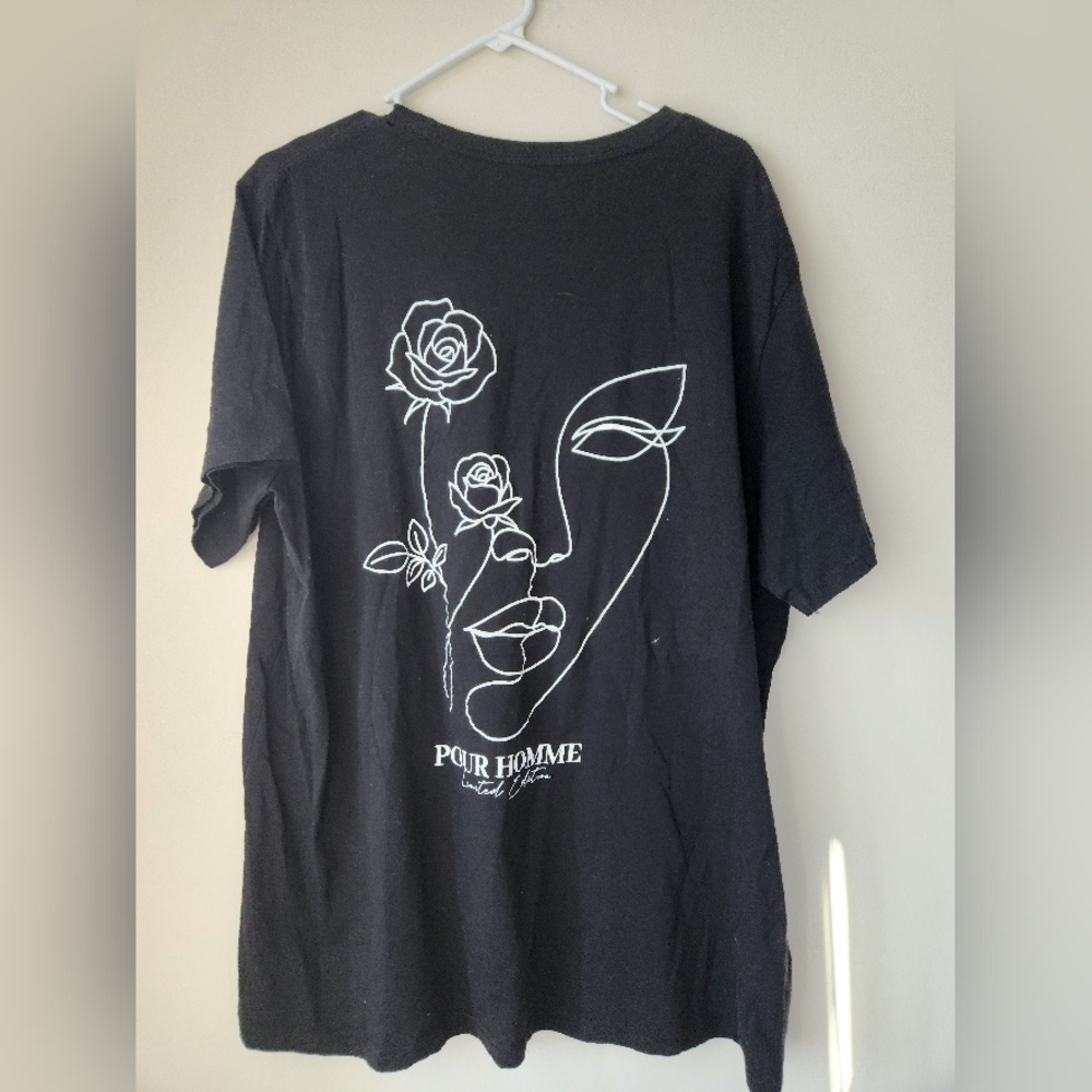 Black Graphic T-Shirt with Artistic Face Design